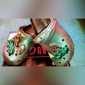 CROCS Dark Arts Themed Mules - Green and Black